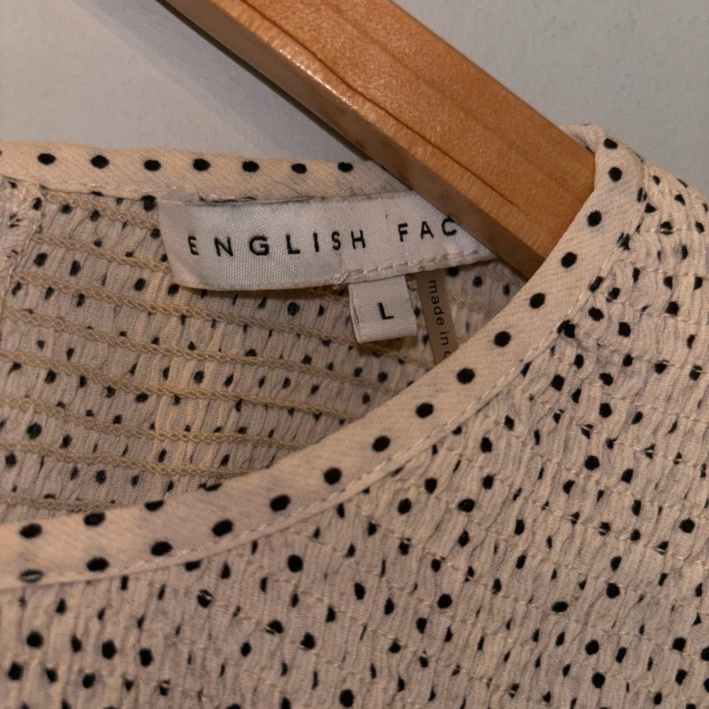 English Factory Pin Dot Ruffle Blouse Size Large - Picture 5 of 6
